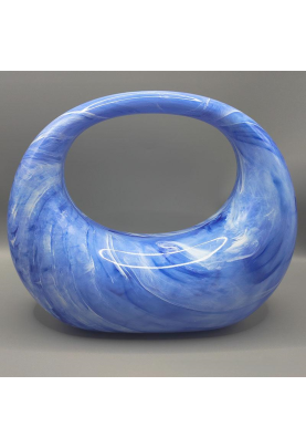 Acrylic Evening Clutch Purse Top-handle Moon Bag, Elegant Marble Handbag Blue