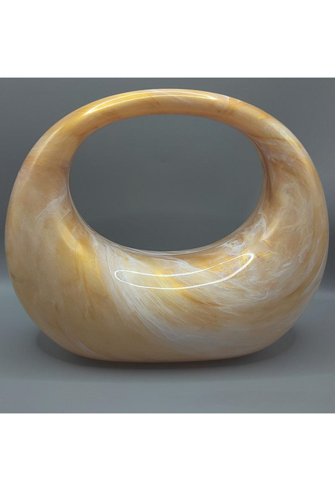 Acrylic Evening Clutch Purse Top-handle Moon Bag, Elegant Marble Handbag Orange