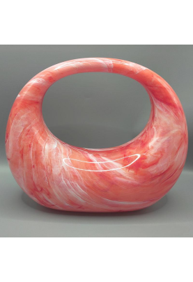 Acrylic Evening Clutch Purse Top-handle Moon Bag, Elegant Marble Handbag Red