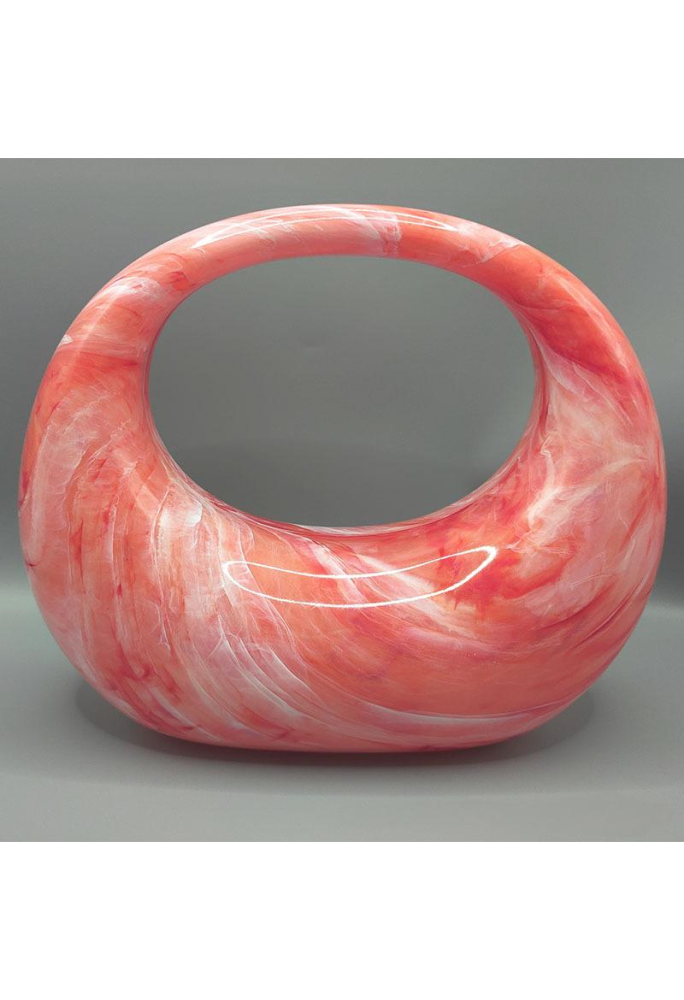 Acrylic Evening Clutch Purse Top-handle Moon Bag, Elegant Marble Handbag Red