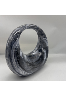 Acrylic Evening Clutch Purse Top-handle Moon Bag, Elegant Marble Handbag Black