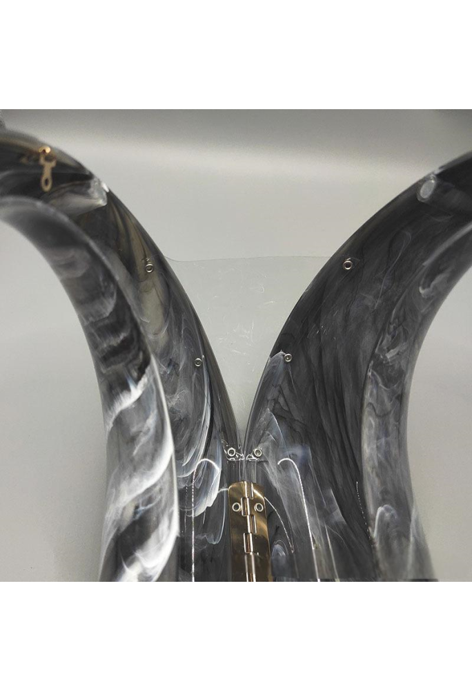 Acrylic Evening Clutch Purse Top-handle Moon Bag, Elegant Marble Handbag Black