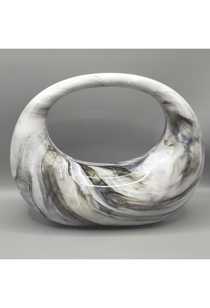 Acrylic Evening Clutch Purse Top-handle Moon Bag, Elegant Marble Handbag Black