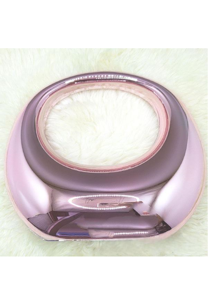 Acrylic Evening Clutch Top Handle Moon Bag, Glossy Metallic Tote Bag Pink