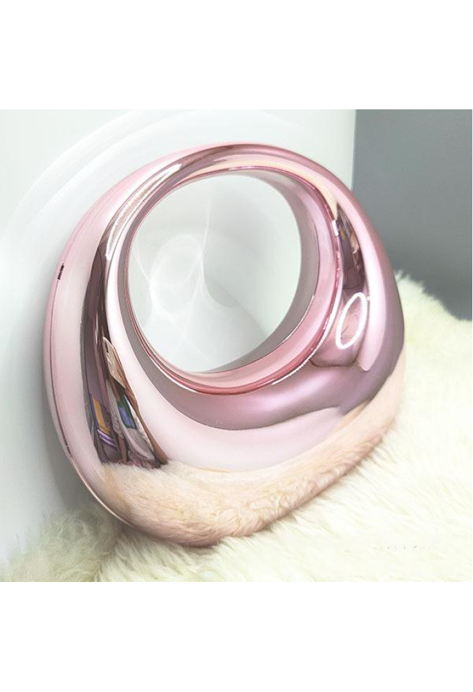 Acrylic Evening Clutch Top Handle Moon Bag, Glossy Metallic Tote Bag Pink