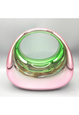 Acrylic Evening Clutch Top Handle Moon Bag, Glossy Metallic Tote Bag Pink Gradient Green
