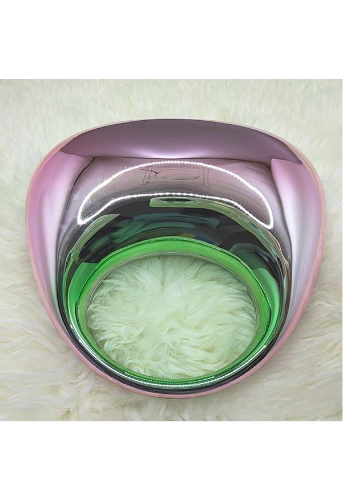 Acrylic Evening Clutch Top Handle Moon Bag, Glossy Metallic Tote Bag Pink Gradient Green