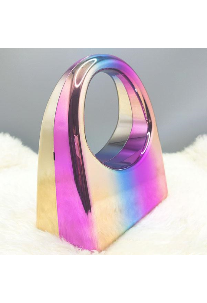 Acrylic Evening Clutch Top Handle Bag, Glossy Metallic Tote Bag Dazzling 