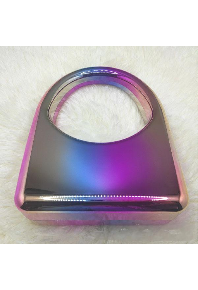 Acrylic Evening Clutch Top Handle Bag, Glossy Metallic Tote Bag Dazzling 