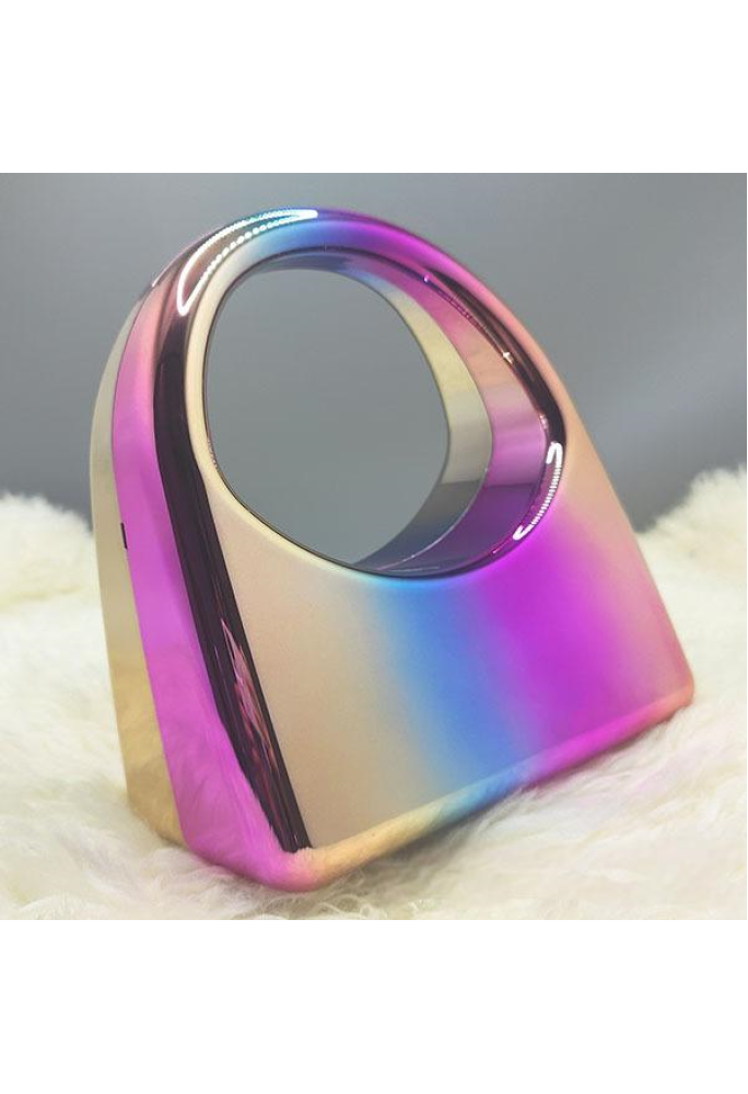 Acrylic Evening Clutch Top Handle Bag, Glossy Metallic Tote Bag Dazzling 