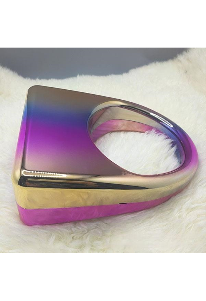 Acrylic Evening Clutch Top Handle Bag, Glossy Metallic Tote Bag Dazzling 