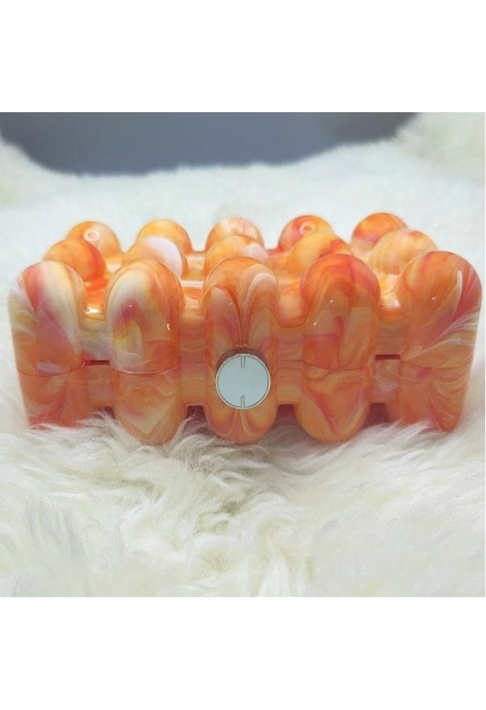 Women Acrylic Clutch Chic Marble Evening Handbag Orange