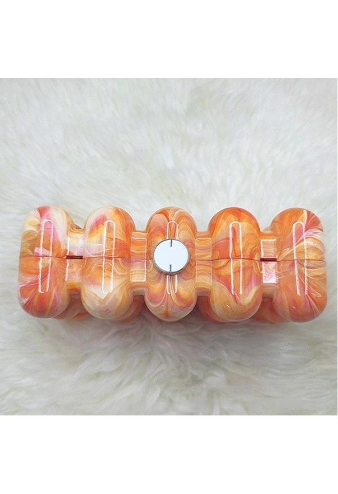 Women Acrylic Clutch Chic Marble Evening Handbag Orange