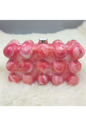 Women Acrylic Clutch Chic Marble Evening Handbag Red