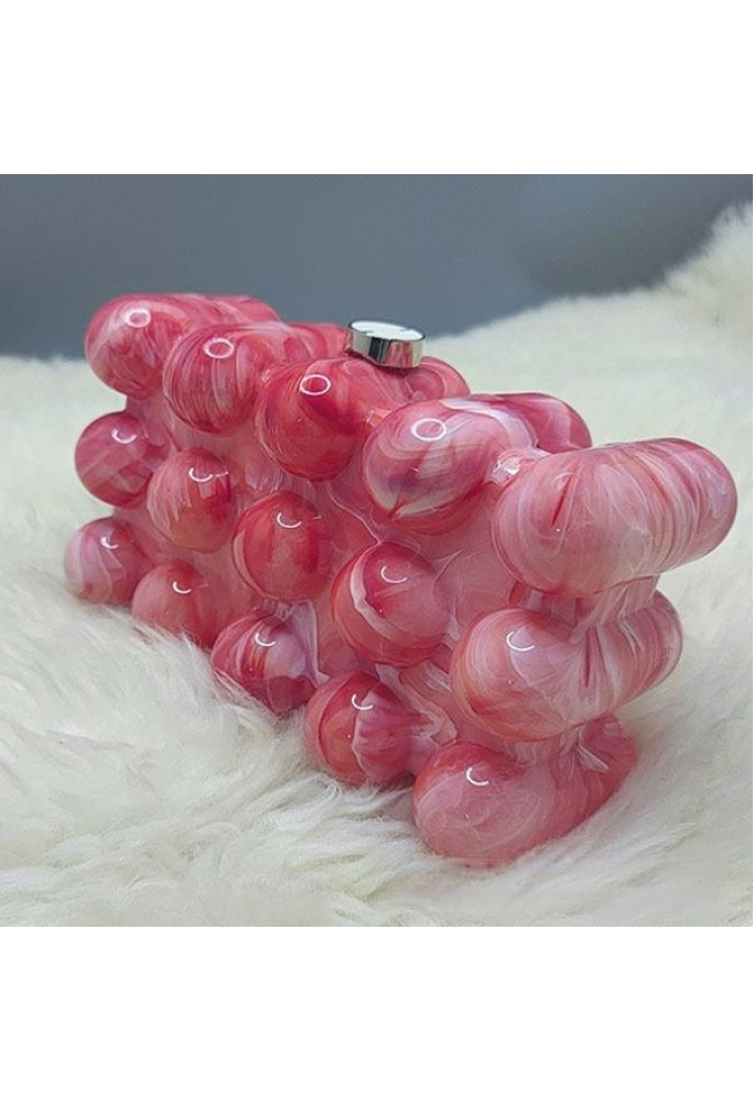 Women Acrylic Clutch Chic Marble Evening Handbag Red