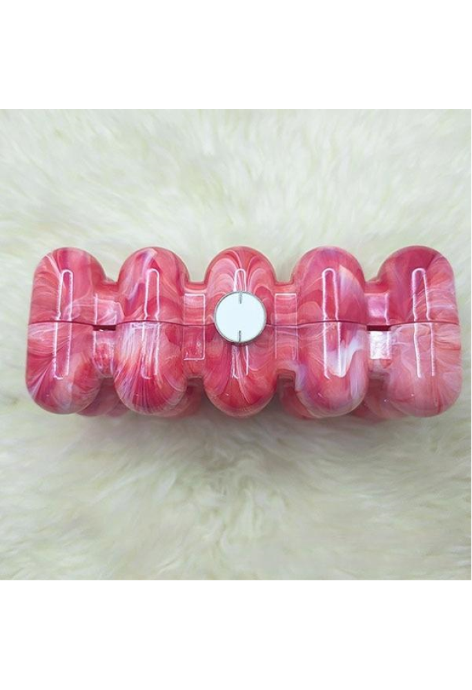 Women Acrylic Clutch Chic Marble Evening Handbag Red