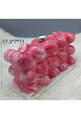 Women Acrylic Clutch Chic Marble Evening Handbag Red