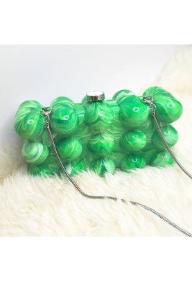 Women Acrylic Clutch Chic Marble Evening Handbag Green