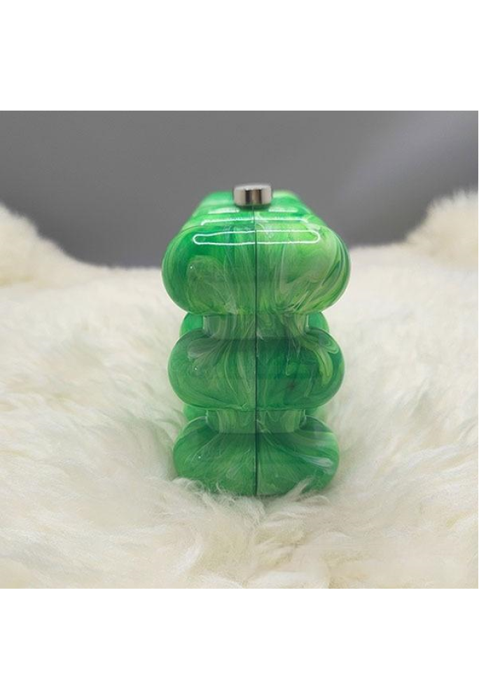 Women Acrylic Clutch Chic Marble Evening Handbag Green