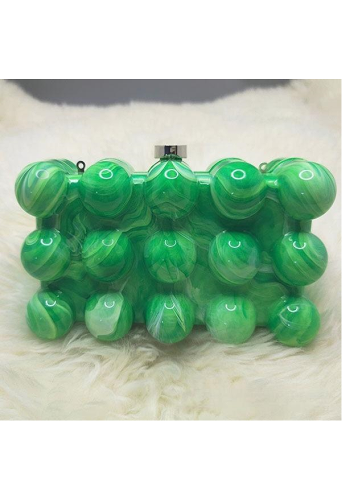 Women Acrylic Clutch Chic Marble Evening Handbag Green