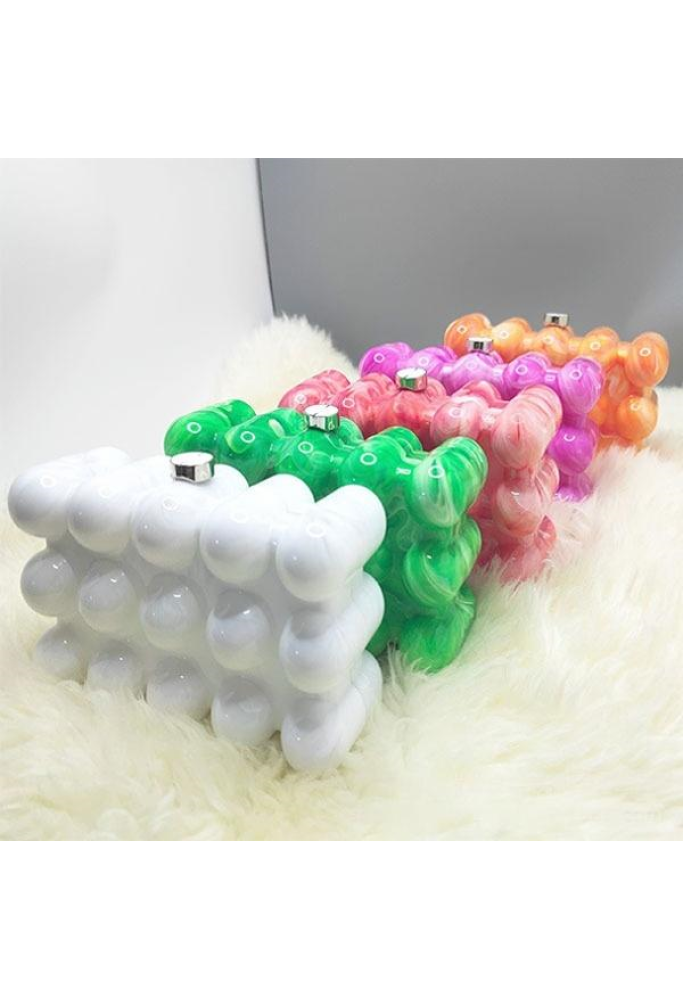 Women Acrylic Clutch Chic Marble Evening Handbag Green