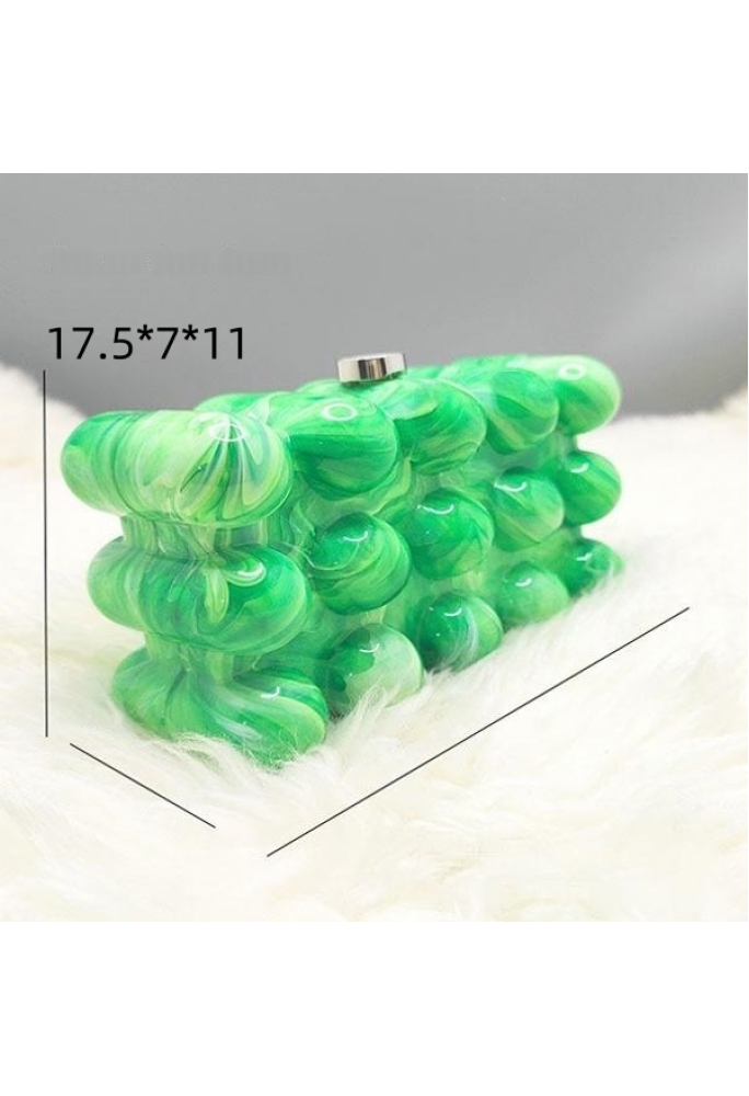 Women Acrylic Clutch Chic Marble Evening Handbag Green