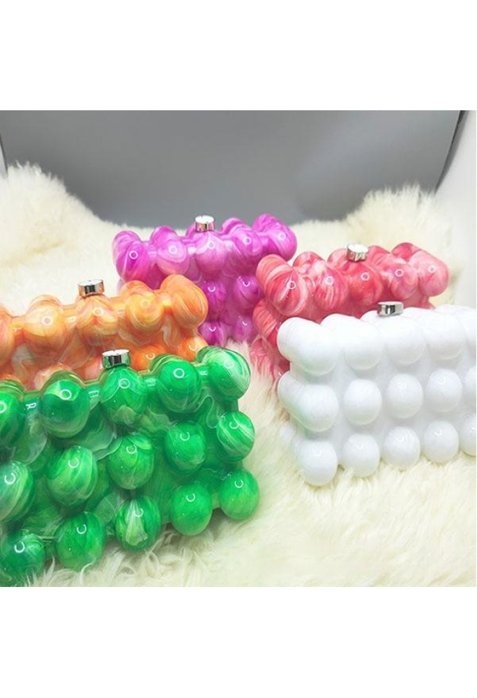Women Acrylic Clutch Chic Marble Evening Handbag Green