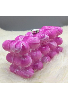 Women Acrylic Clutch Chic Marble Evening Handbag Pink