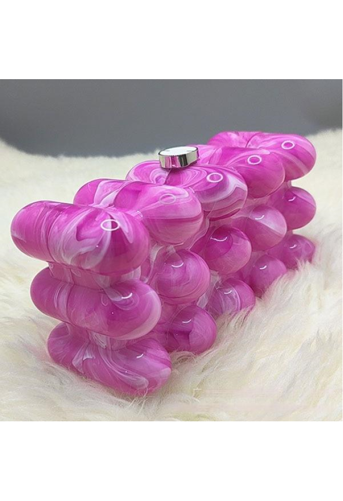 Women Acrylic Clutch Chic Marble Evening Handbag Pink