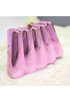 Women Acrylic Clutch Chic Sector Evening Handbag Pink