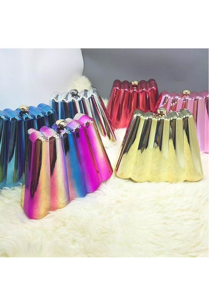 Women Acrylic Clutch Chic Sector Evening Handbag Pink