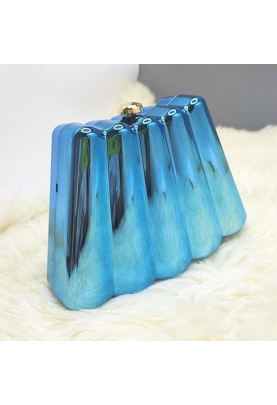Women Acrylic Clutch Chic Sector Evening Handbag Blue
