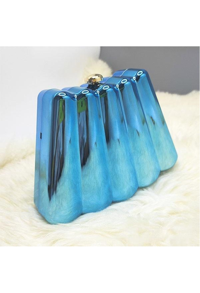 Women Acrylic Clutch Chic Sector Evening Handbag Blue