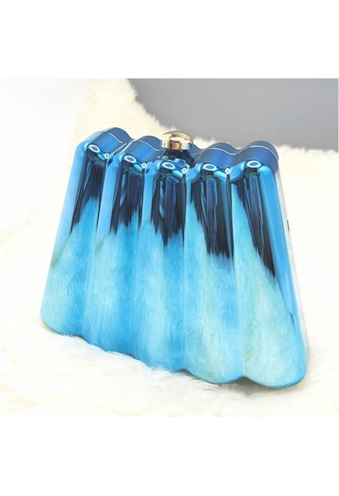 Women Acrylic Clutch Chic Sector Evening Handbag Blue