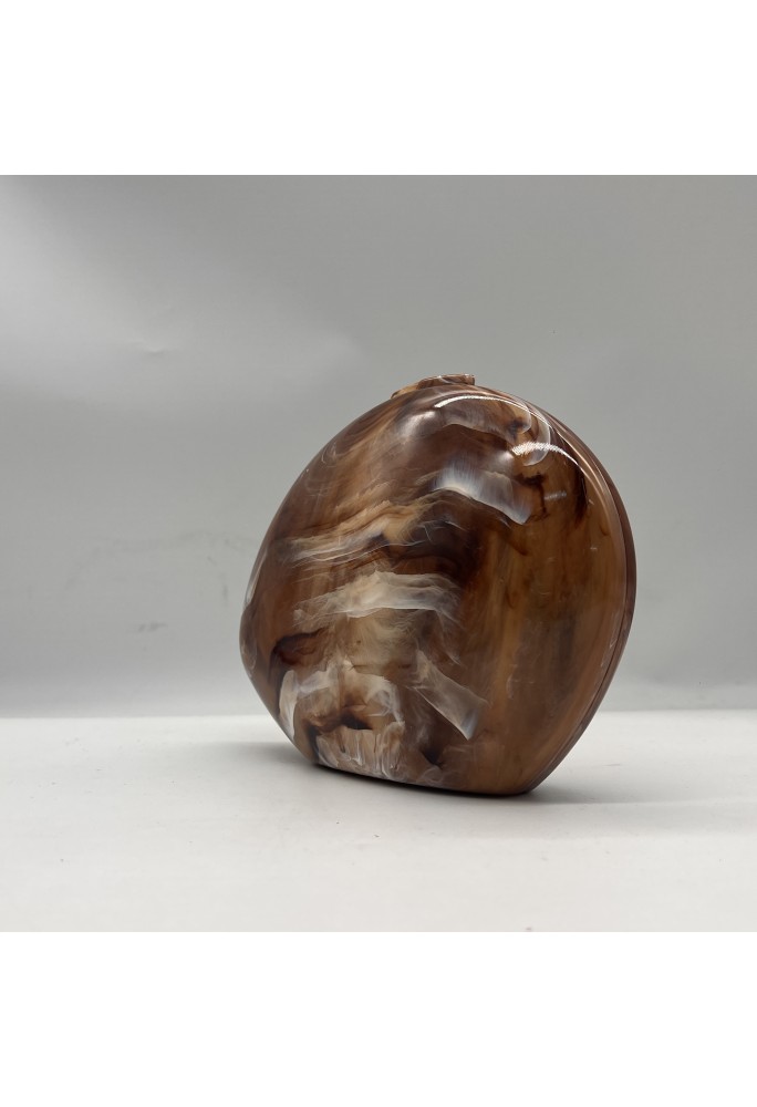 Acrylic Evening Clutch Purse Bag, Elegant Marble Handbag Brown