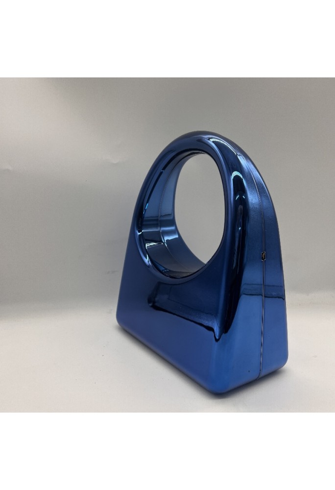 Acrylic Evening Clutch Purse Glossy Box Bag, Handbag Blue