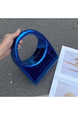 Acrylic Evening Clutch Purse Glossy Box Bag, Handbag Blue