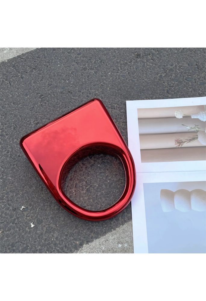 Acrylic Evening Clutch Purse Glossy Box Bag, Handbag Red