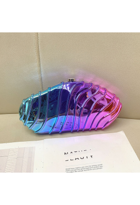 Acrylic Clutch Bag, Trendy Motorcycle Bag Blue and Rose Red