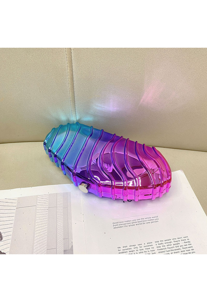 Acrylic Clutch Bag, Trendy Motorcycle Bag Blue and Rose Red