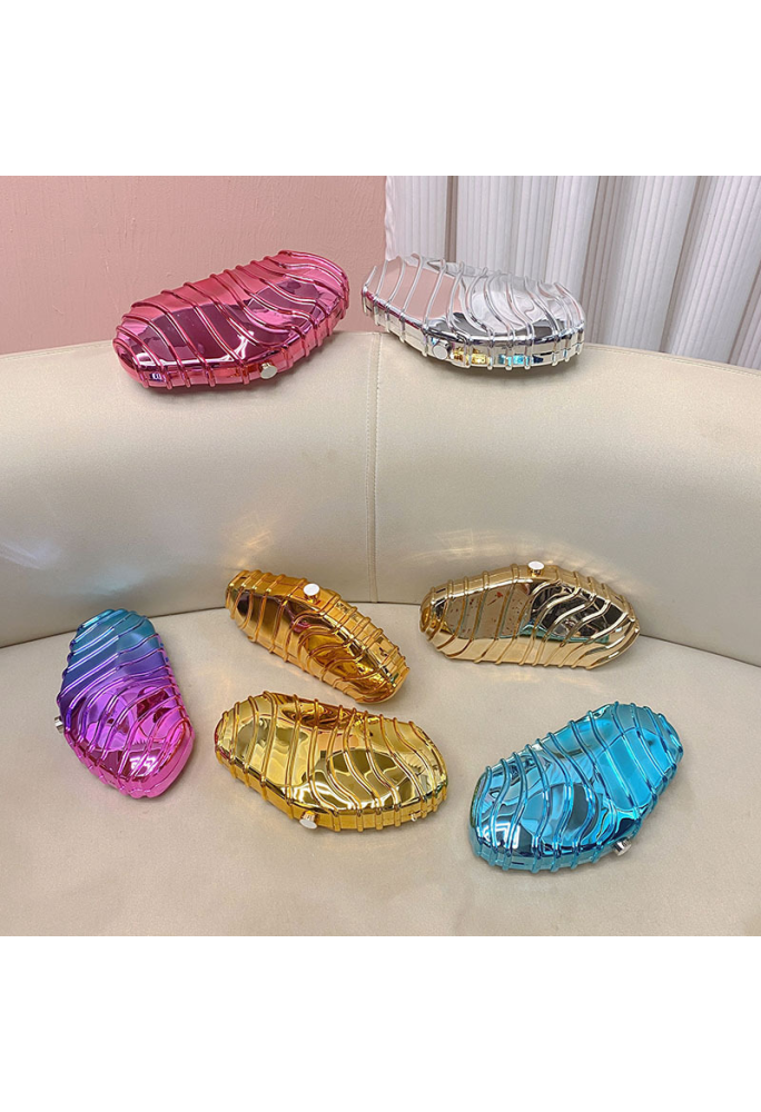 Acrylic Clutch Bag, Trendy Motorcycle Bag Blue and Rose Red