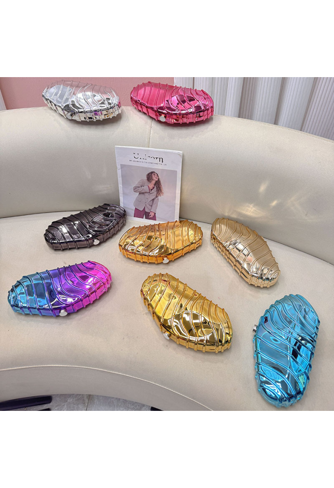 Acrylic Clutch Bag, Trendy Motorcycle Bag Blue and Rose Red