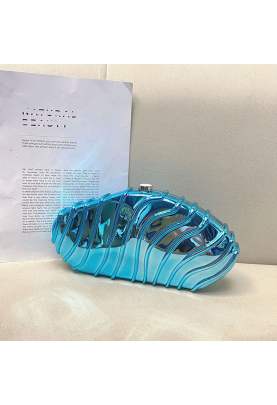 Acrylic Clutch Bag, Trendy Motorcycle Bag Blue