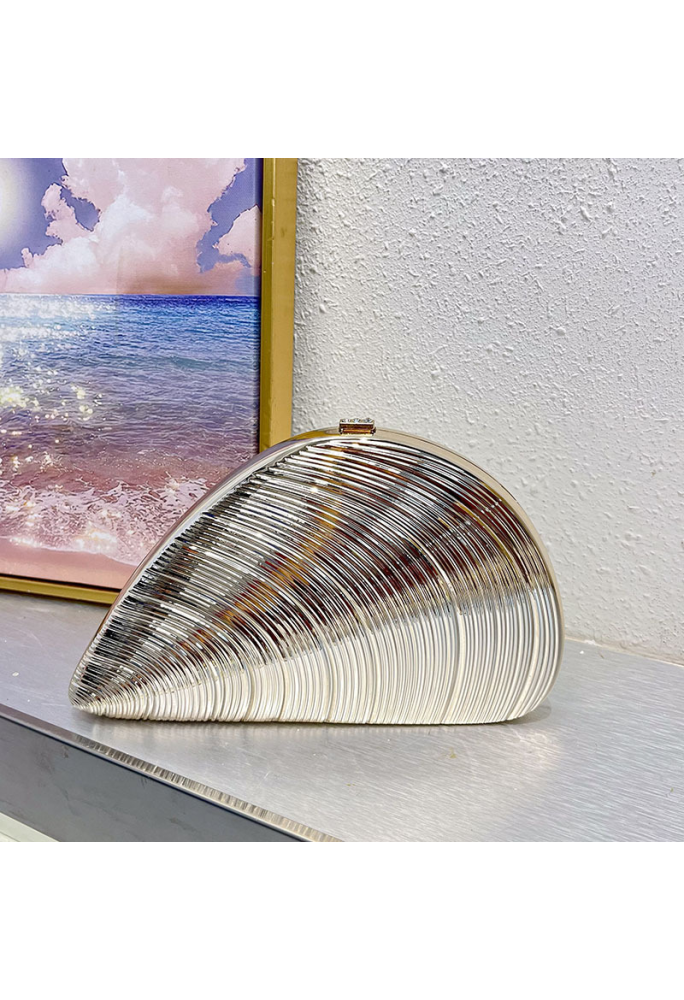 Acrylic Clutch  Bag, Shell Bag Silver