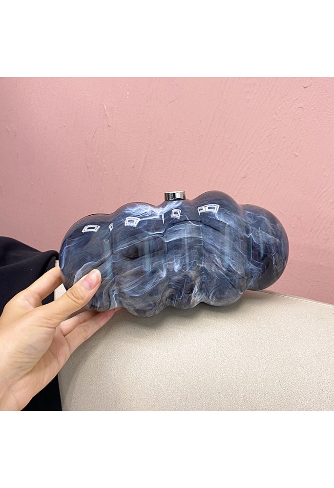 Acrylic Evening Clutch Bag, Elegant Marble Bag Dark Gray