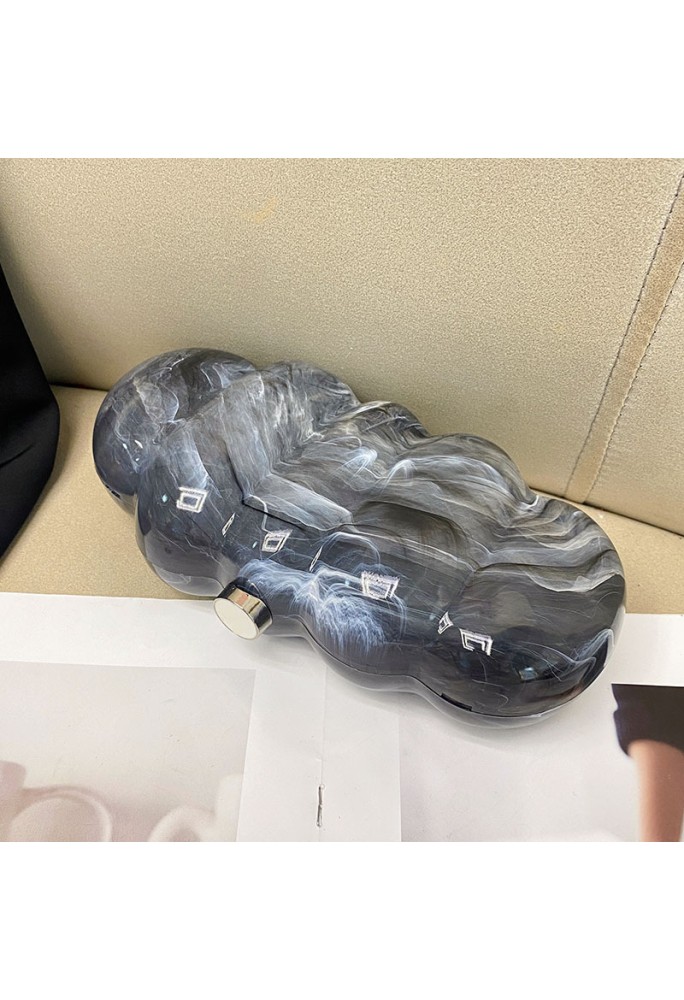 Acrylic Evening Clutch Bag, Elegant Marble Bag Dark Gray