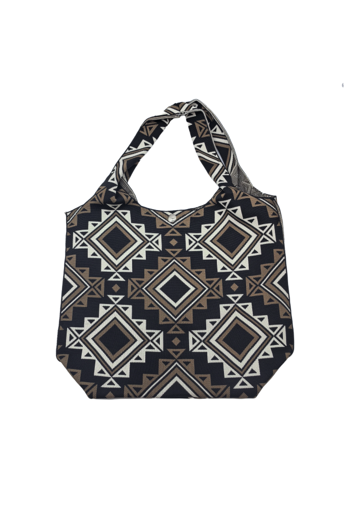 Geometric Pattern Knitted Shoulder HandBag For Women Tote Bag Shopping Bag