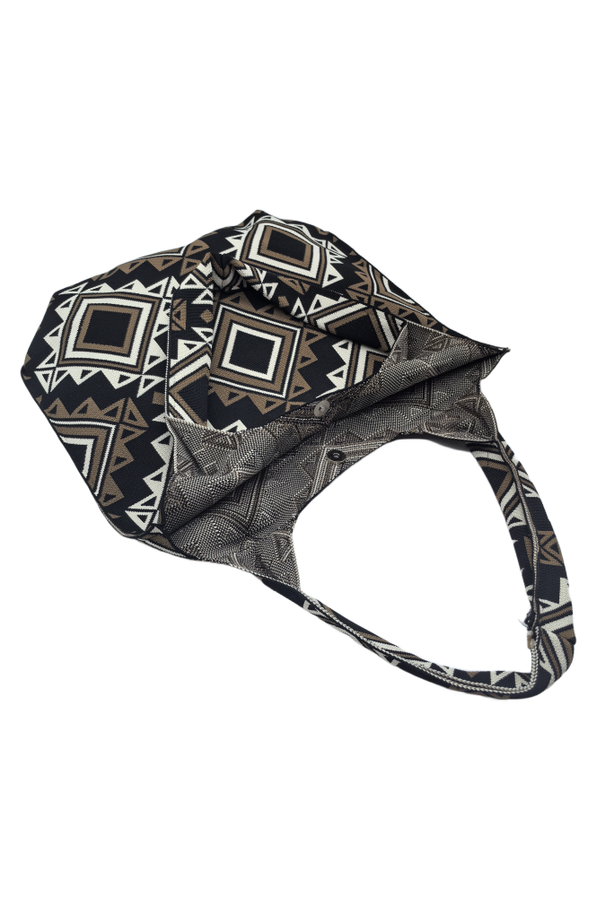 Geometric Pattern Knitted Shoulder HandBag For Women Tote Bag Shopping Bag