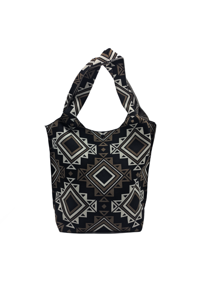 Geometric Pattern Knitted Shoulder HandBag For Women Tote Bag Shopping Bag