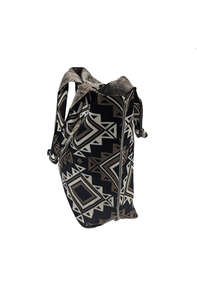 Geometric Pattern Knitted Shoulder HandBag For Women Tote Bag Shopping Bag